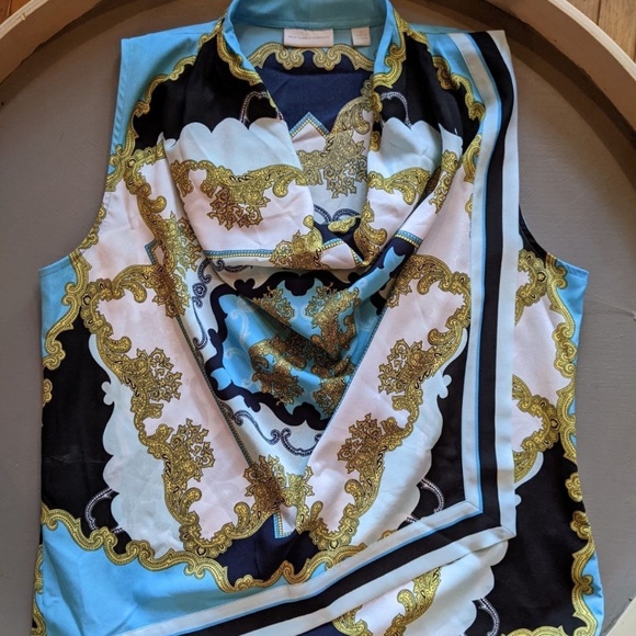 NY&Company cowl neck scarf print blouse - Picture 6 of 7